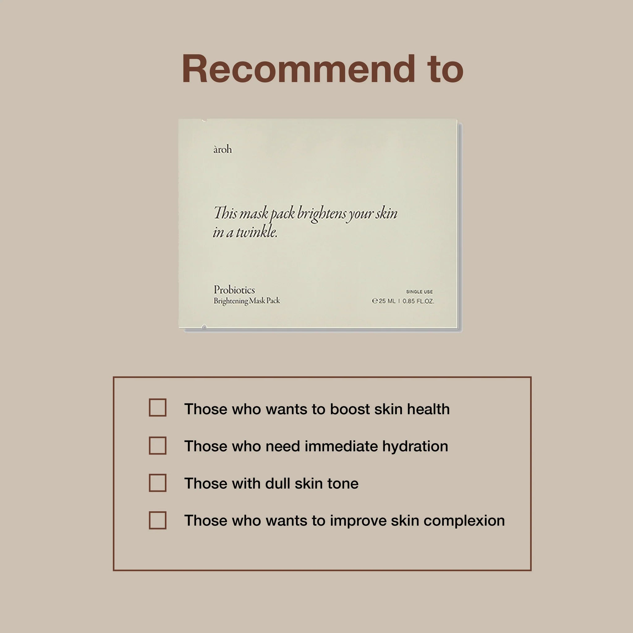 Aroh Probiotics Brightening Sheet Mask 25ml x 10ea