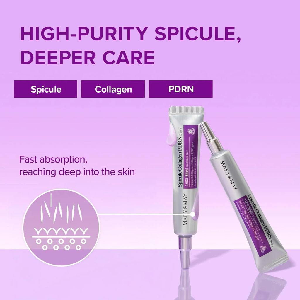MARY & MAY 1,000 ppm Spicule Collagen PDRN Soothing Cream 15g