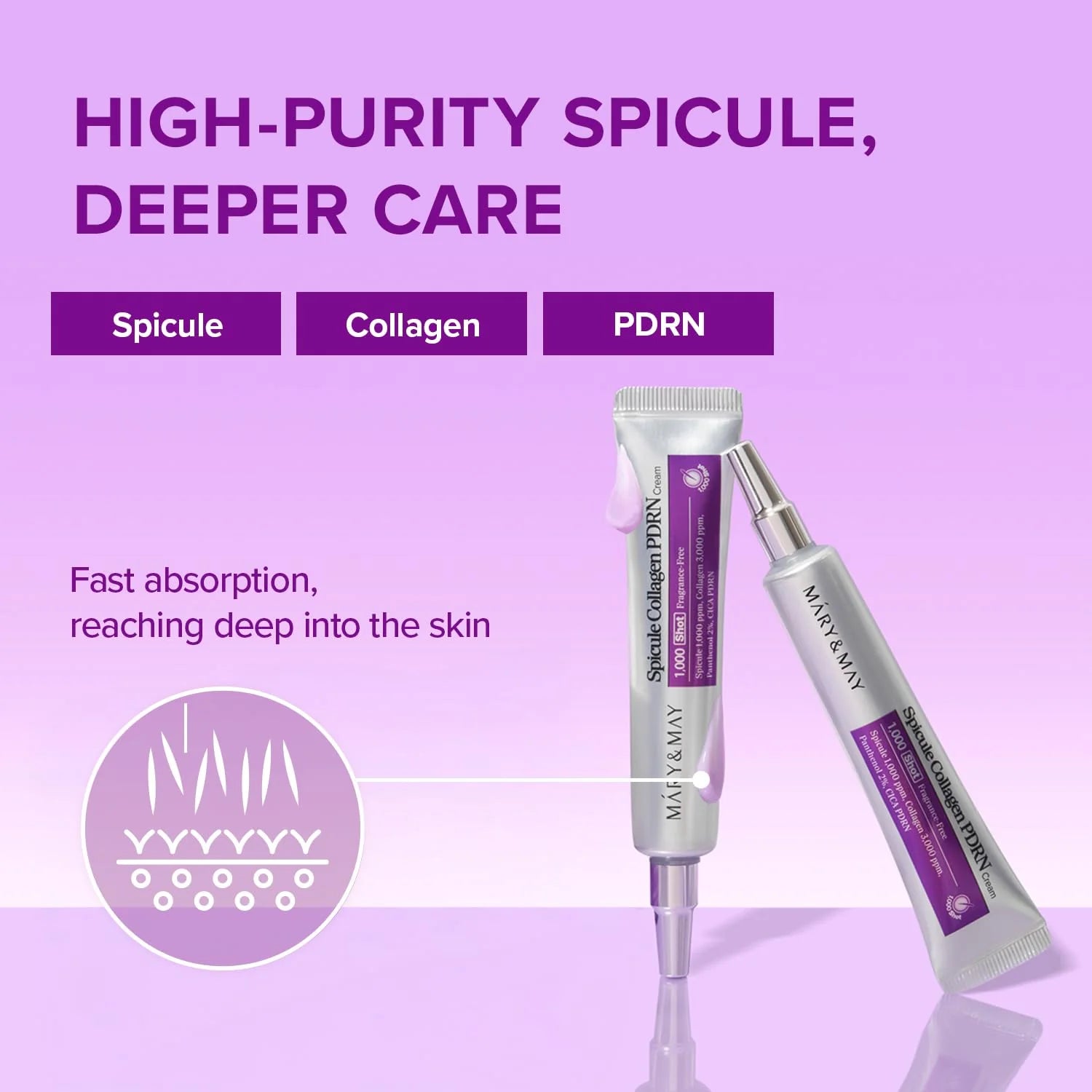 MARY & MAY 1,000 ppm Spicule Collagen PDRN Soothing Cream 15g