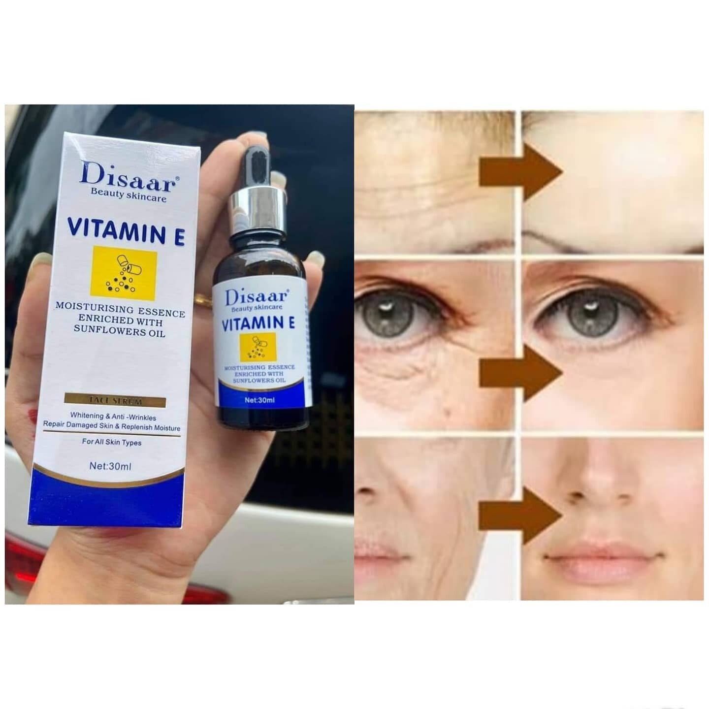 DISAAR Vitamin E Face Serum Moisturizing Sunflowers Oil Essence (Anti-Wrinkles & Repair Skin Replenish) 30ml