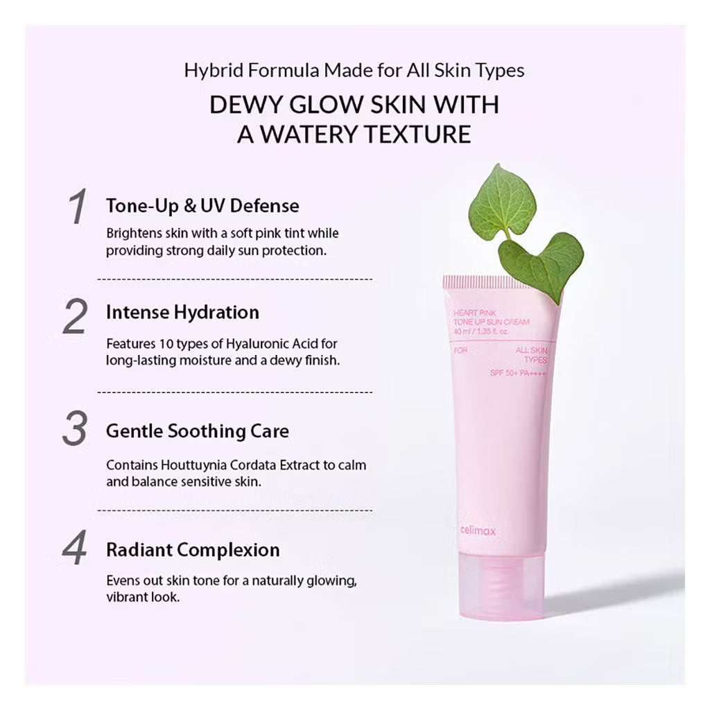 Celimax Heart Pink Tone Up Sun Cream For All Skin Type SPF50+ PA++++ 40ml
