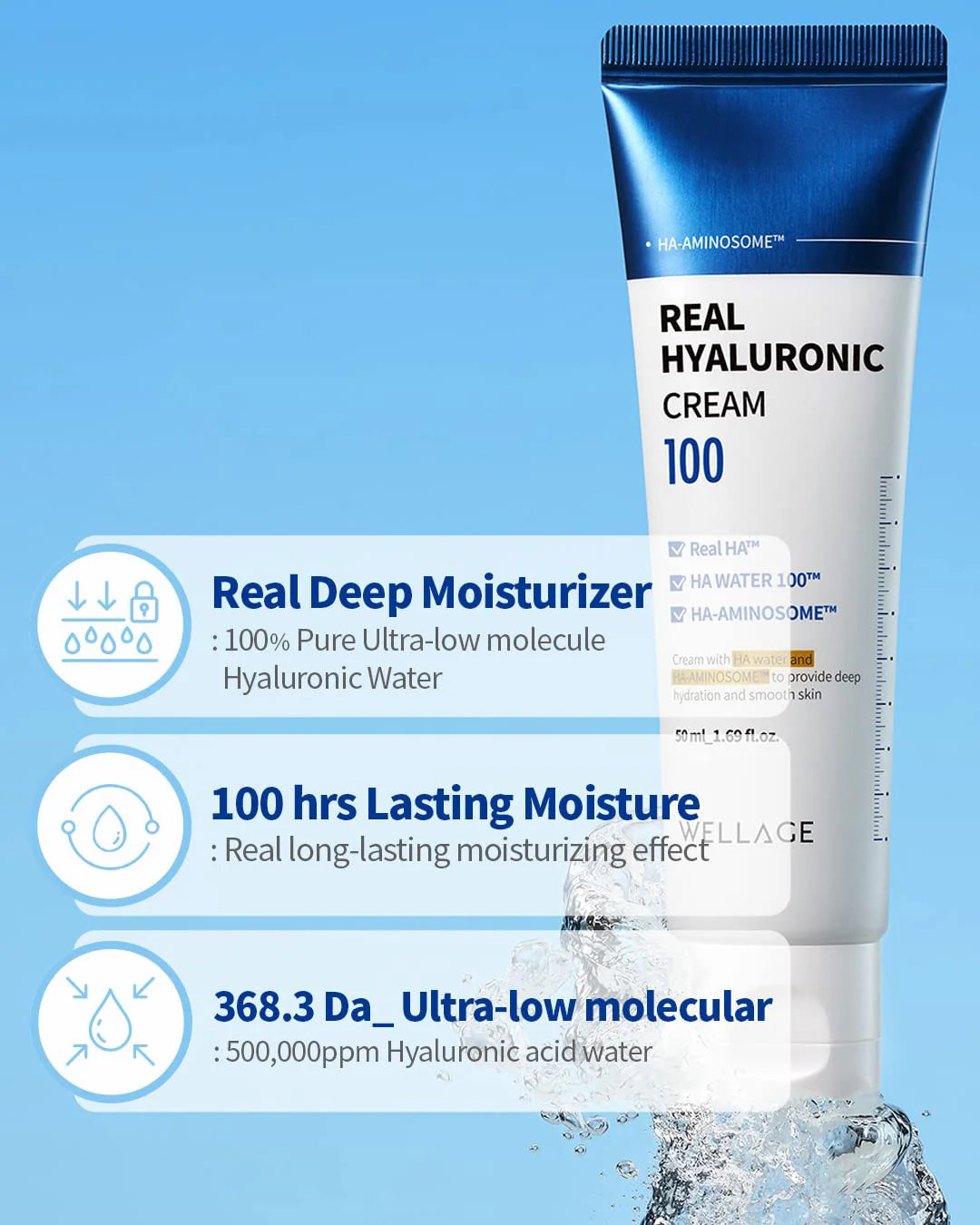 WELLAGE Ægte Hyaluronsyre 100 Creme 80ml