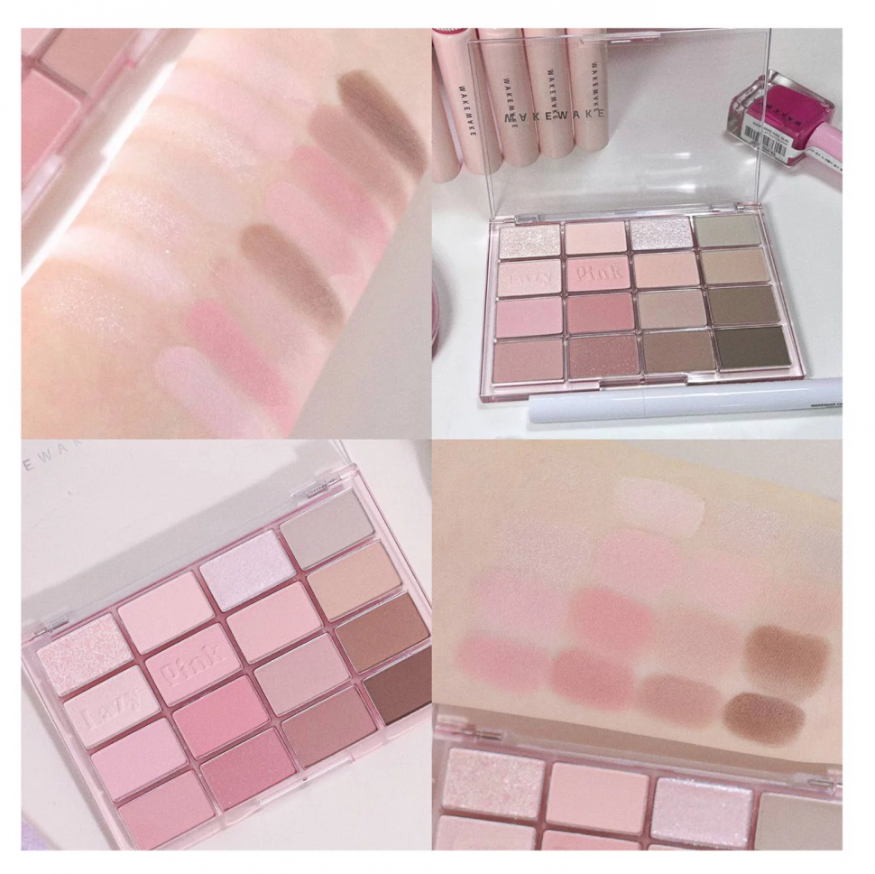 Wakemake Soft Blurring Eye Palette With 16 Colors (#10 Lazy Pink Blurring) 14g