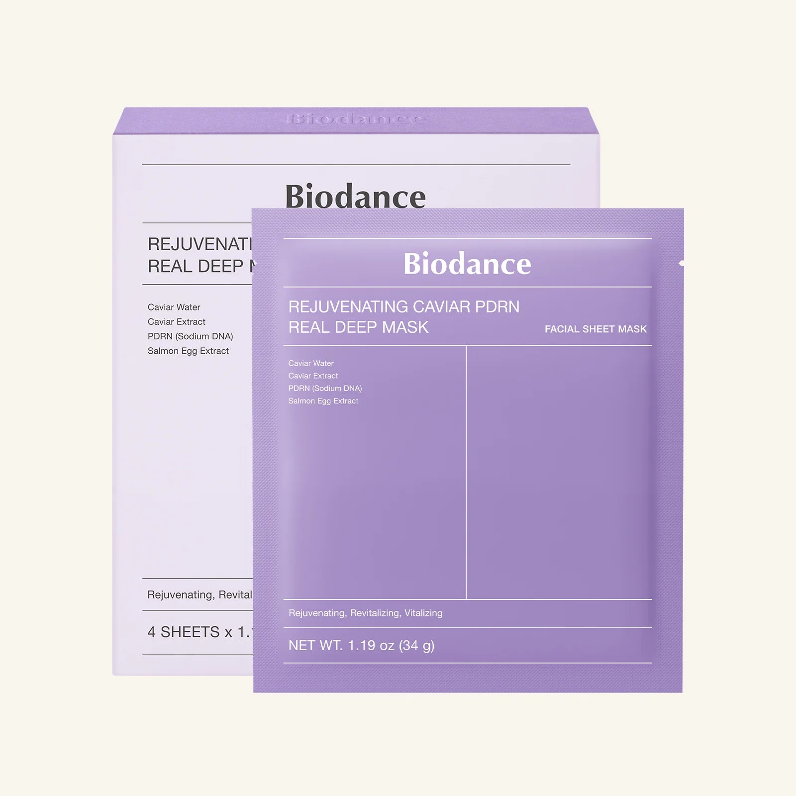 Biodance Rejuvenating Caviar PDRN Real Deep Mask (Firming) 34g x 4