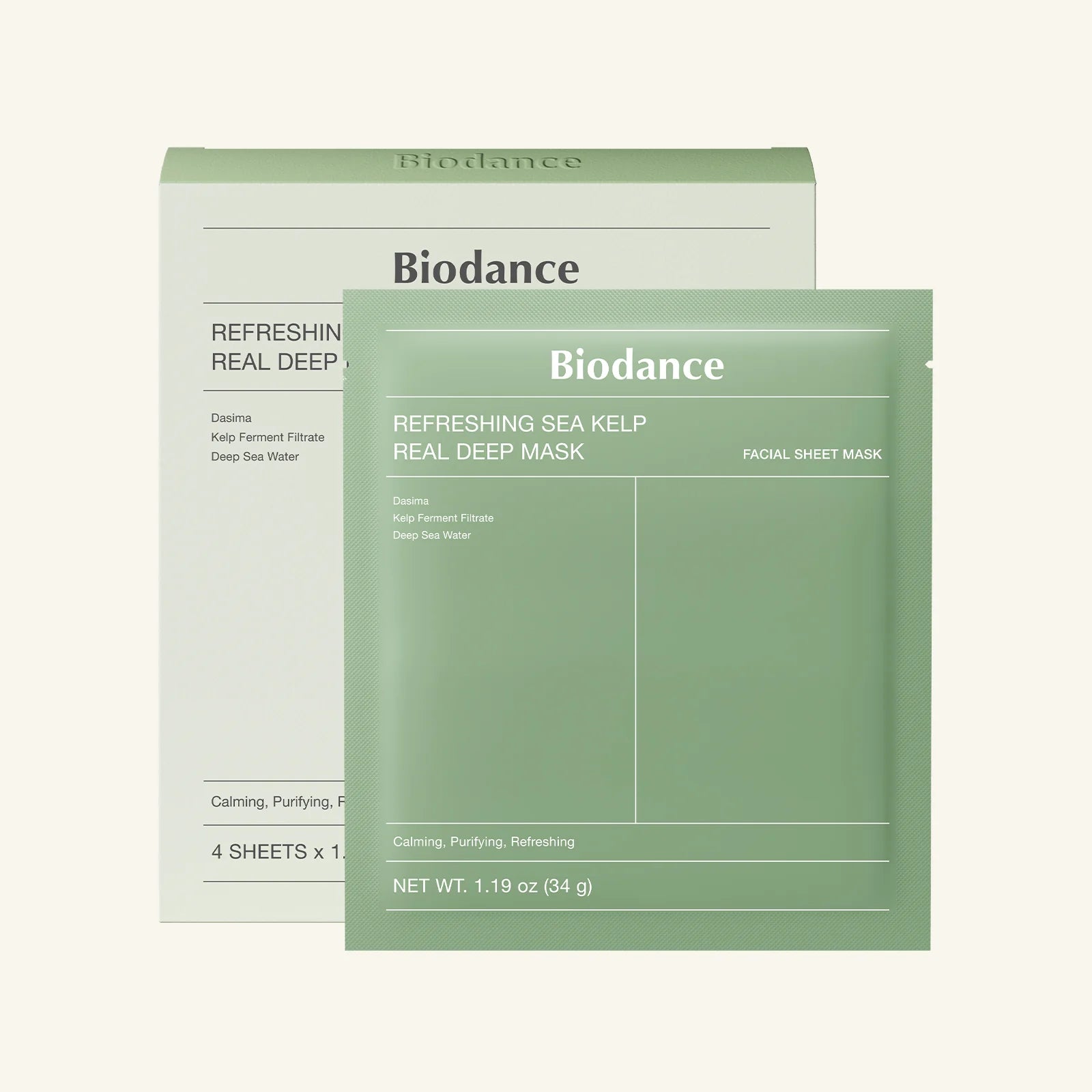Biodance Refreshing Sea Kelp Real Deep Mask (Blemish Care & Sebum Control) 34g x 4