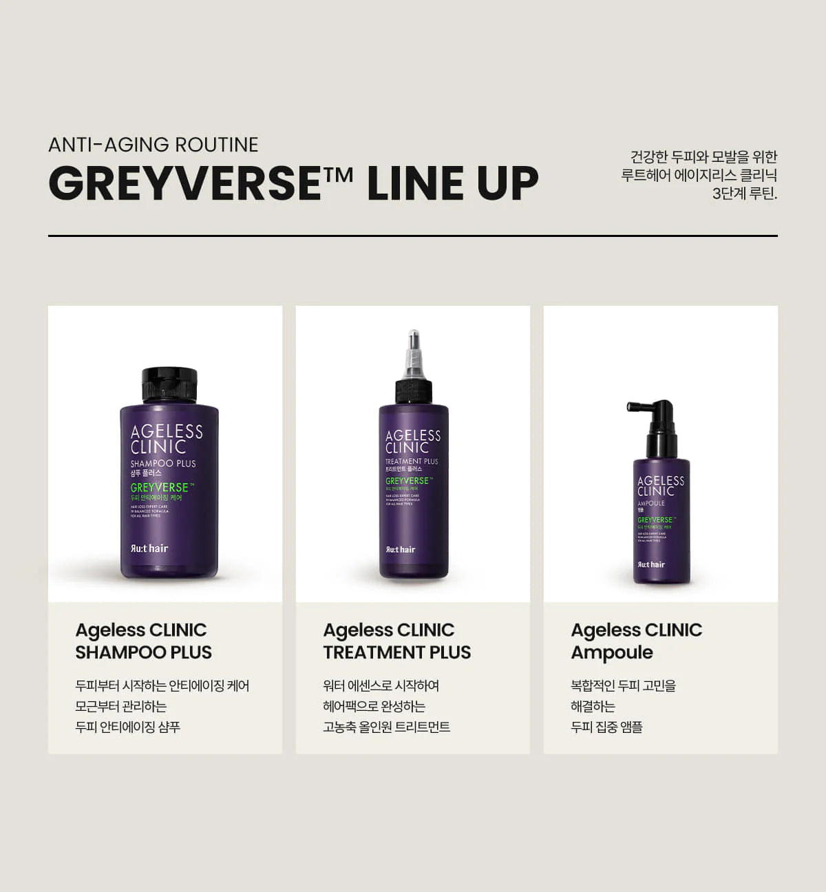 Ru:t Hair AgeLess Clinic Hair Set (Shampoo + Treatment + Ampoule)