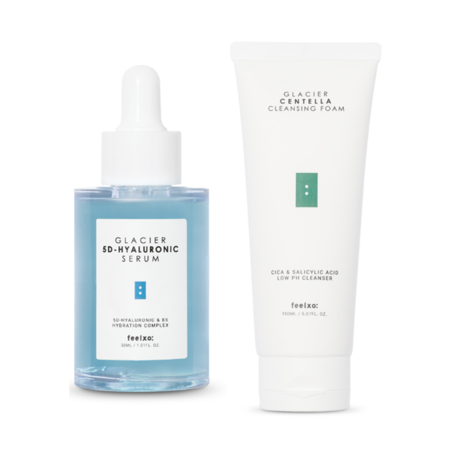 【Special Sale】Feelxo Glacier 5D Hyaluronic Serum 30ml + Feelxo Glacier Centella Cleansing Foam 150ml