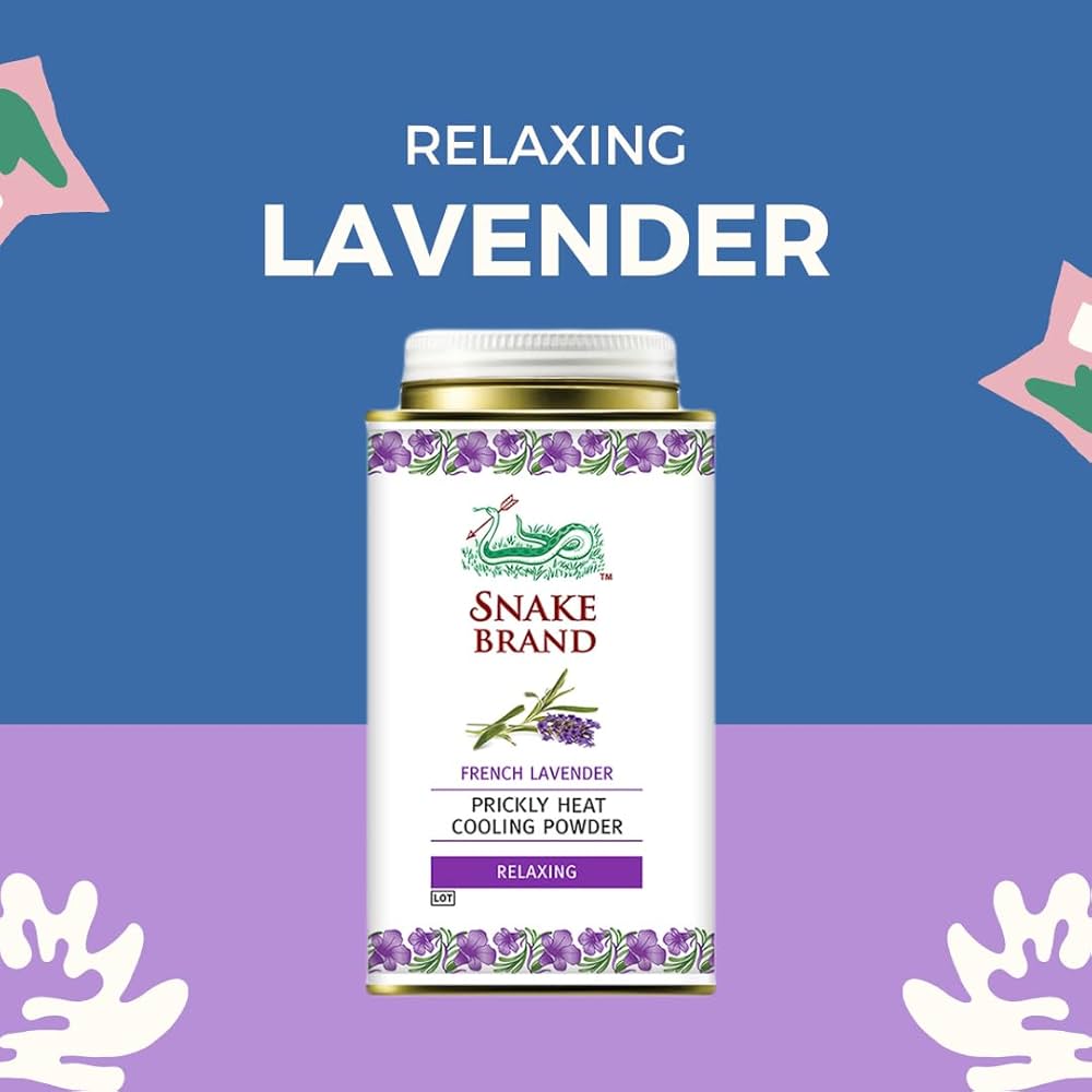 Snake Brand French Lavender Prickly Heat Cooling Body Powder (Relaxing) 140g