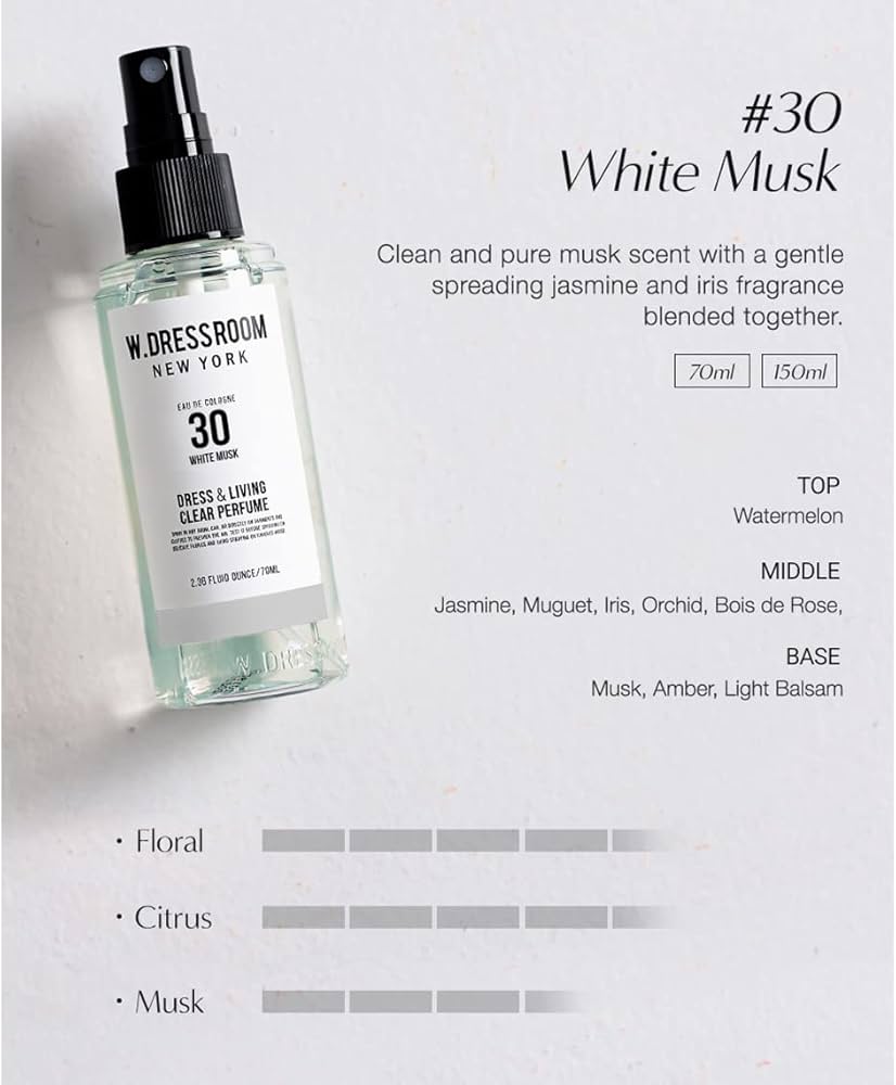 W.DRESSROOM 韓國 衣物居家香氛噴霧 (No.30 純淨白麝香) 70ml
