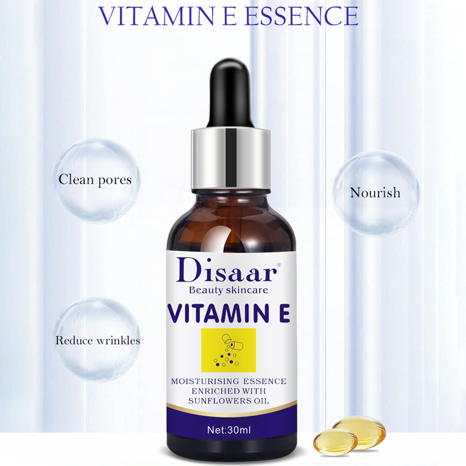 DISAAR Vitamin E Face Serum Moisturizing Sunflowers Oil Essence (Anti-Wrinkles & Repair Skin Replenish) 30ml