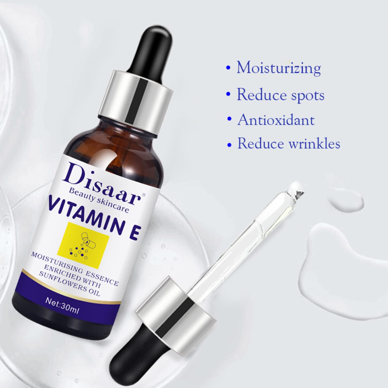 DISAAR Vitamin E Face Serum Moisturizing Sunflowers Oil Essence (Anti-Wrinkles & Repair Skin Replenish) 30ml