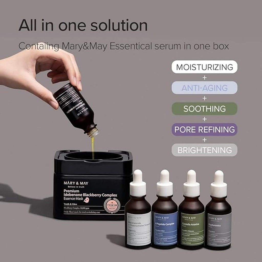 MARY & MAY 韓國 純素藍莓複合物精華液面膜 20片/250g