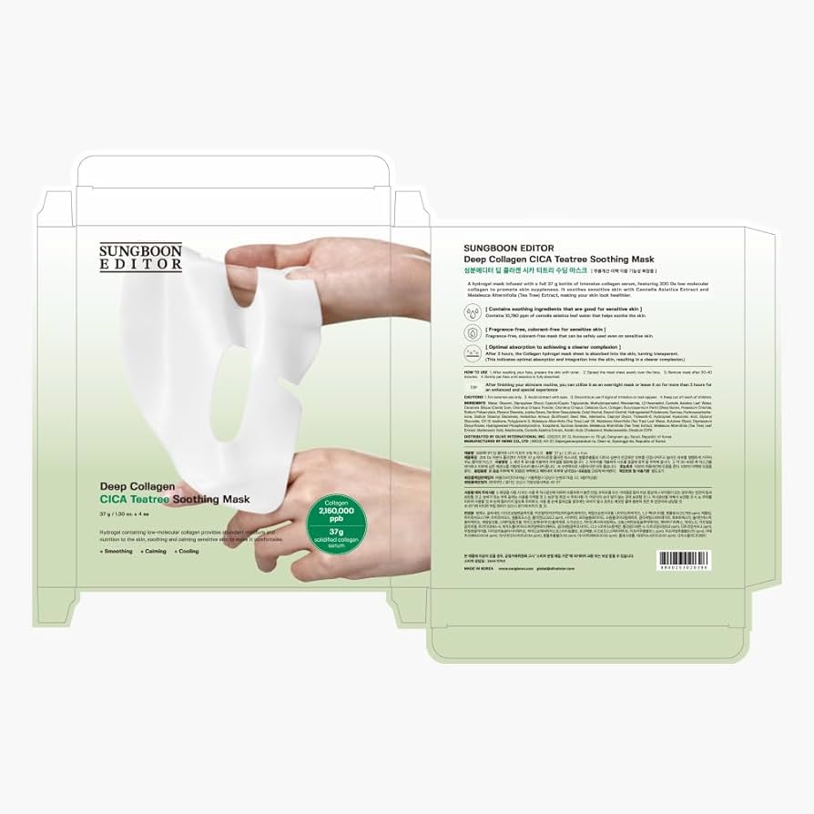 SUNGBOON 韓國 深層膠原蛋白 積雪草茶樹舒緩鎮靜隔夜面膜 4片