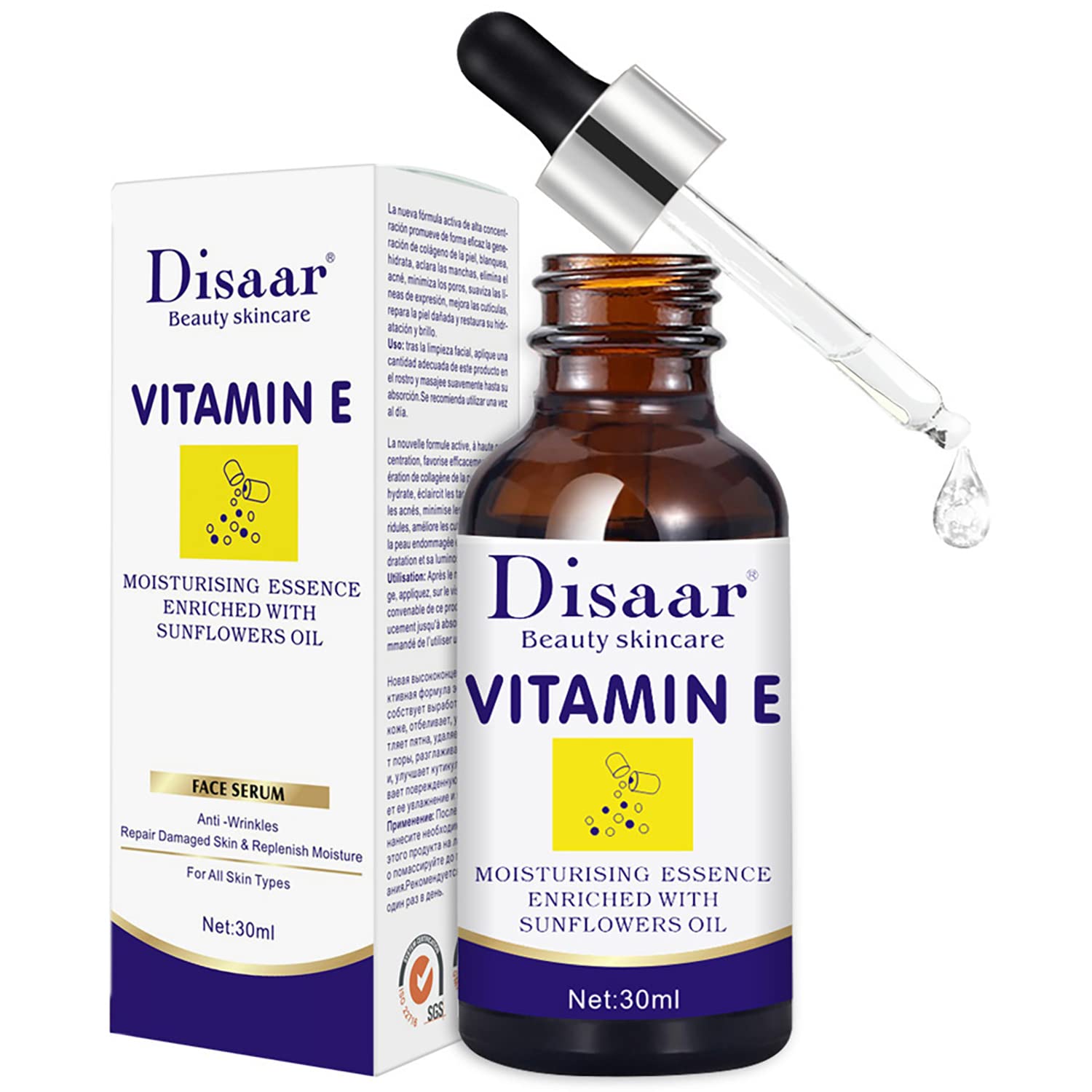 DISAAR Vitamin E Face Serum Moisturizing Sunflowers Oil Essence (Anti-Wrinkles & Repair Skin Replenish) 30ml
