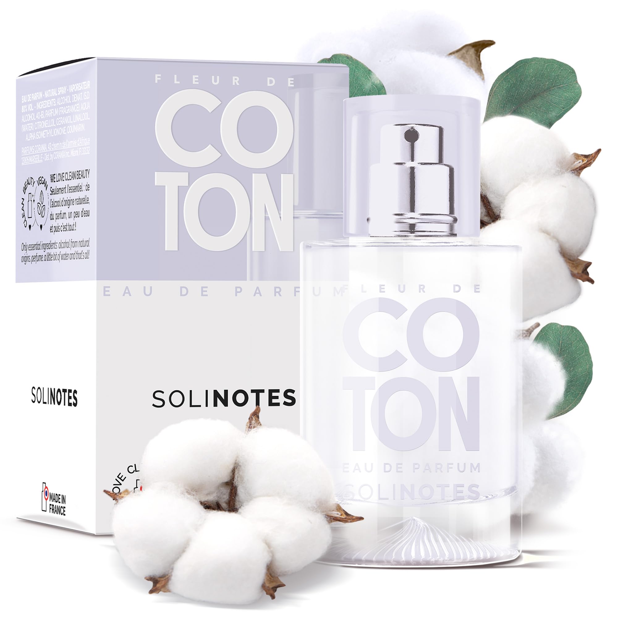 Solinotes Cotton Flower Vegan Eau de Parfum ( Vanilla, Musk & White Cedar) 50ml