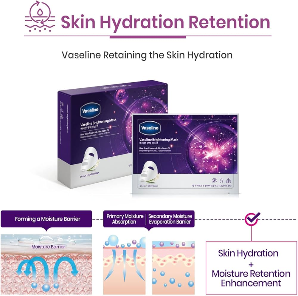 Vaseline 韓國 凡士林亮白面膜 10片