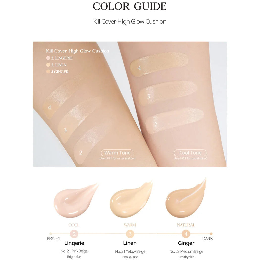 CLIO Kill Cover High-Glow Cushion SPF50+ PA+++ (14g + Refill 14g)