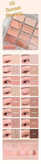 Wakemake Soft Blurring Eye Palette With 16 Colors (#03 Sunset Blurring) 14g