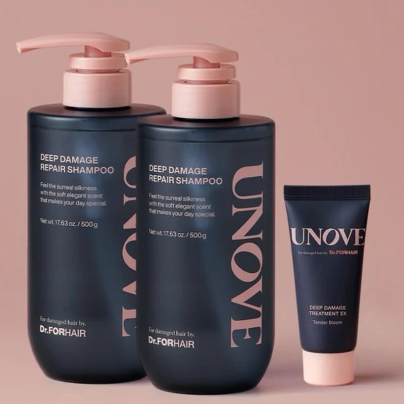 UNOVE Deep Damage Repair Shampoo Set (Rosy Aura 500g+ Sweet Breeze 500g)