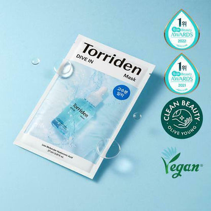 Torriden 微分子透明質酸 保濕舒緩精華面膜 10片