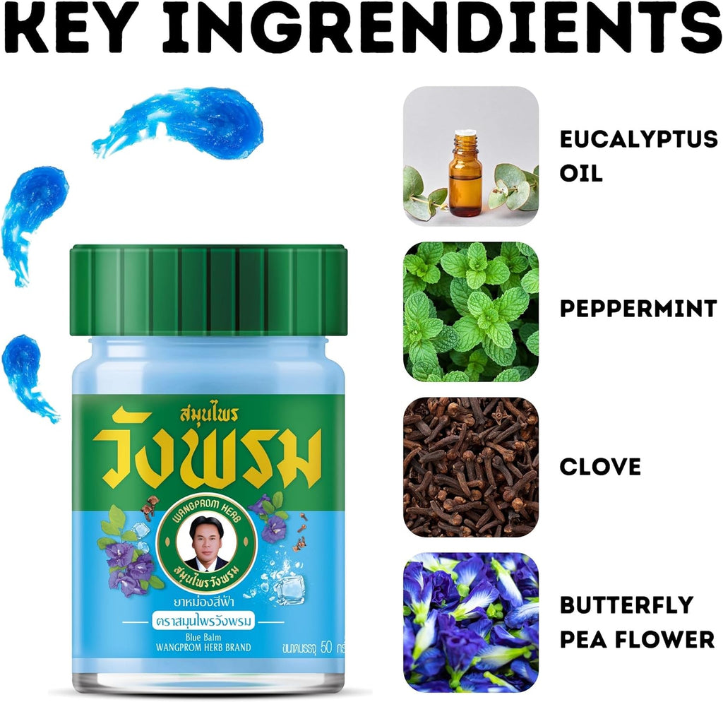 WANG PROM Thai Herbal Massage Blue Balm (Reduce Varicose Veins) 50g