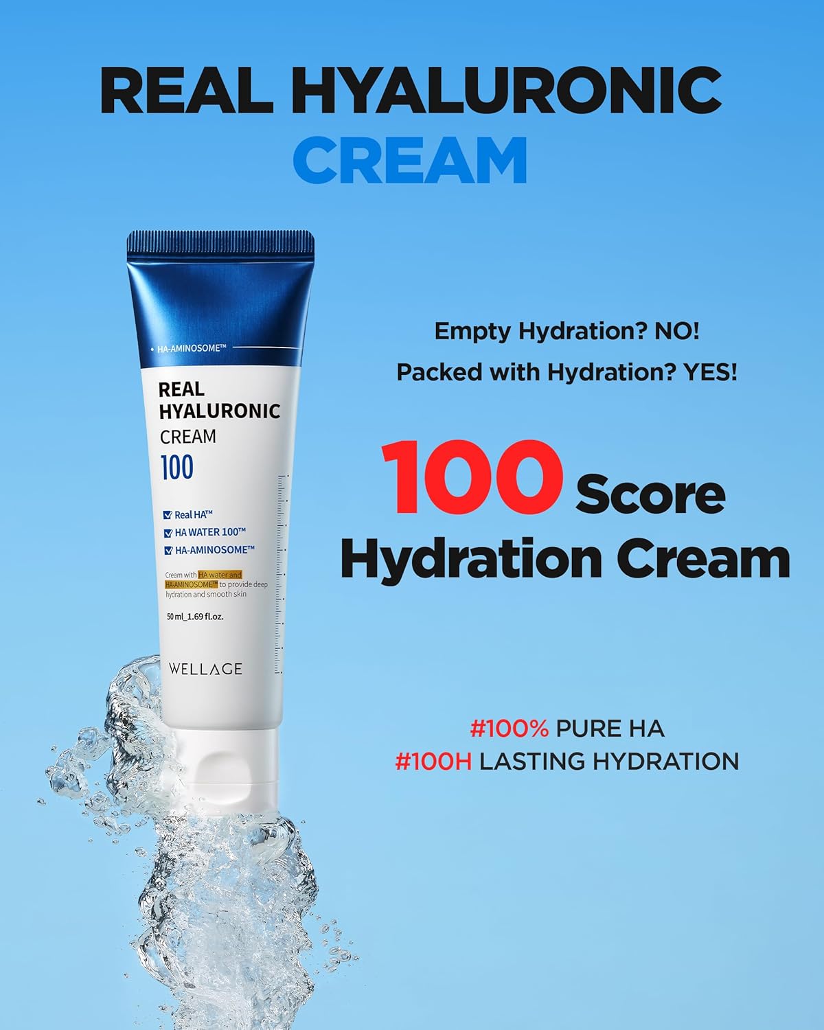 WELLAGE Ægte Hyaluronsyre 100 Creme 80ml