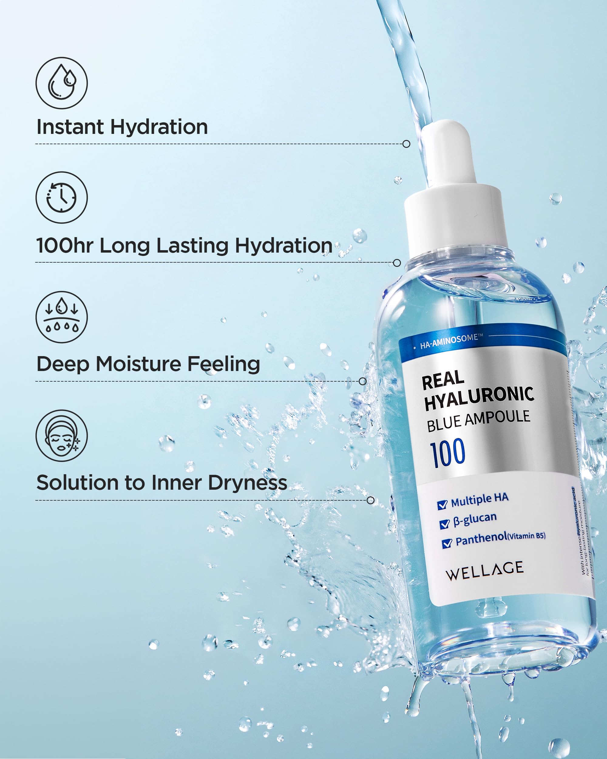WELLAGE Real Hyaluronic Blue 100 ampuller sæt 60ml + 60ml