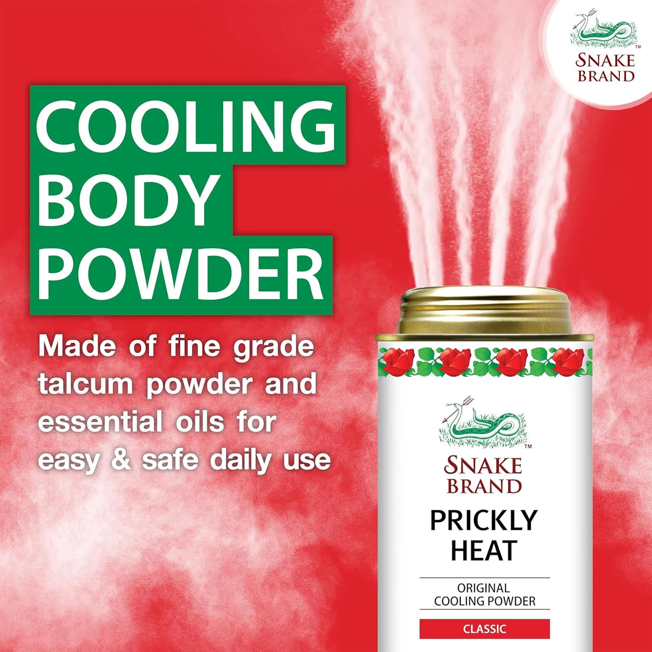 Snake Brand Cooling Prickly Heat Classic Original Body Powder 140g