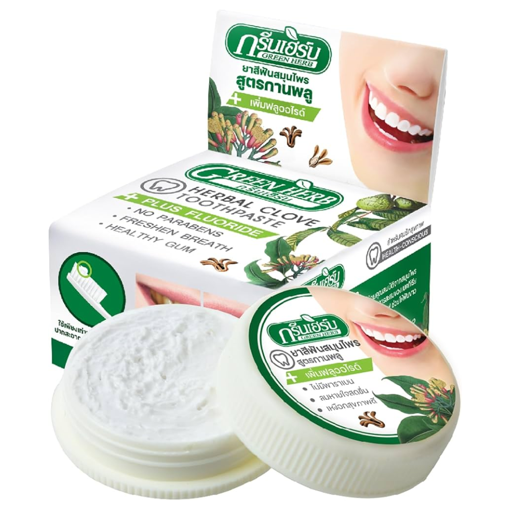 GREEN HERB Natural Herbal Toothpaste Clove Bright Teeth Antibacteria 25g