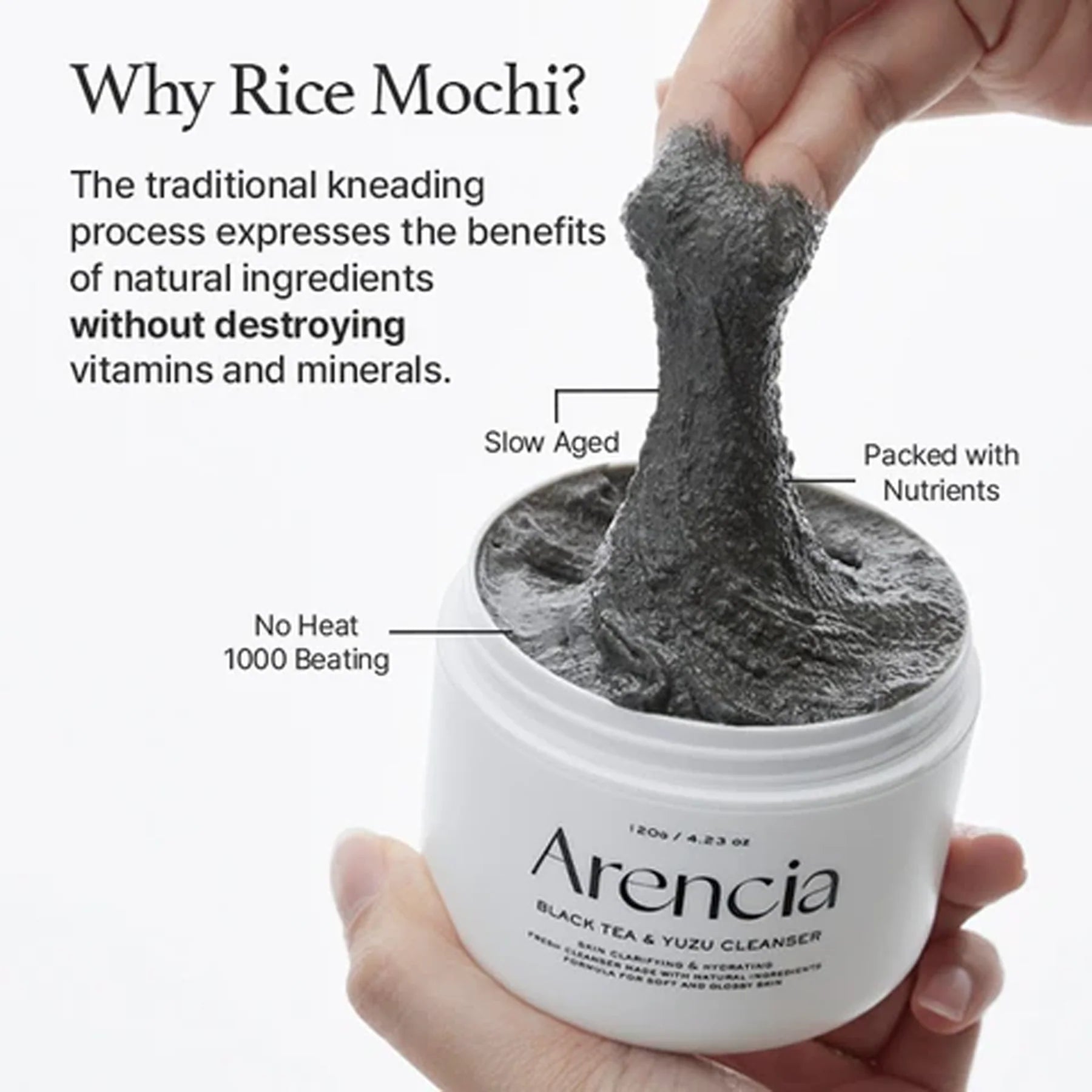 Arencia Black Tea Yuzu Rice Cake Moisturizing Cleansing Cream 120g