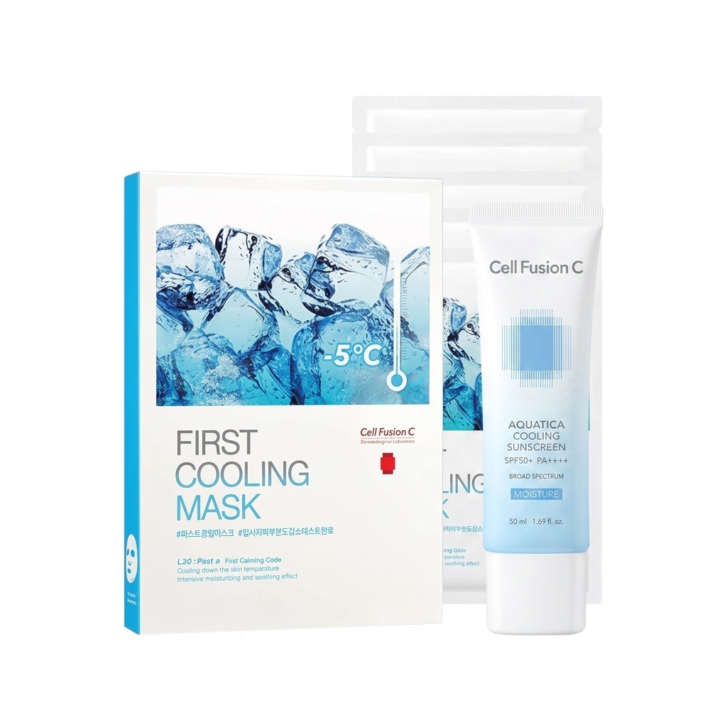 [Ultimate Cooling & Hydration Set] Cell Fusion C Aquatica Cooling Sunscreen 50ml + First Cooling Calming Mask 5ea