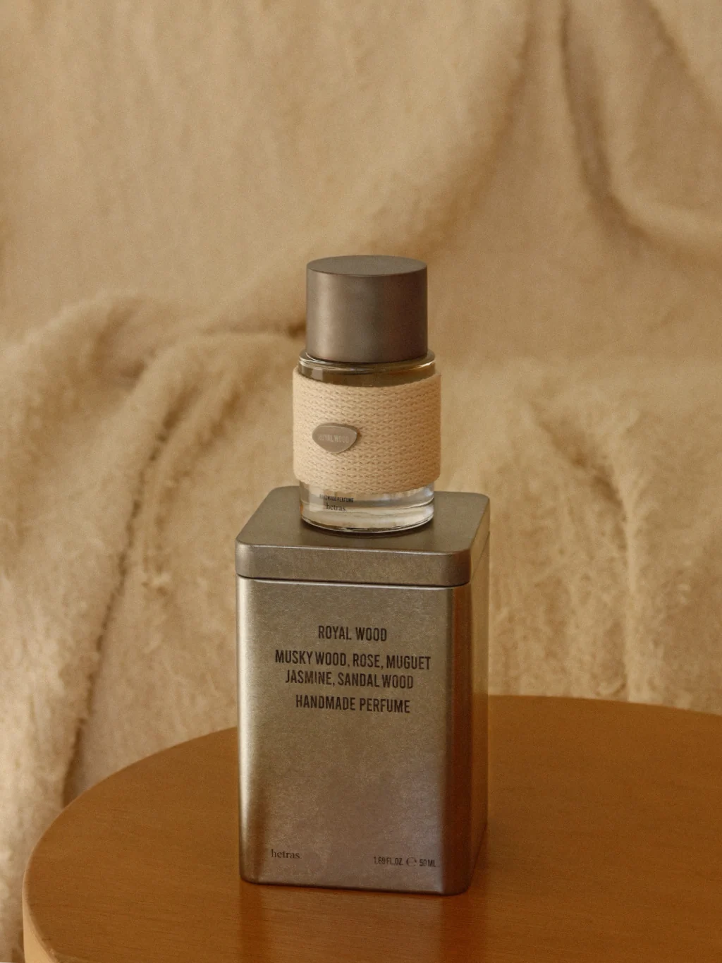 Hetras Handmade Metal Tin-style Packaging Perfume (Royal Wood) 50ml