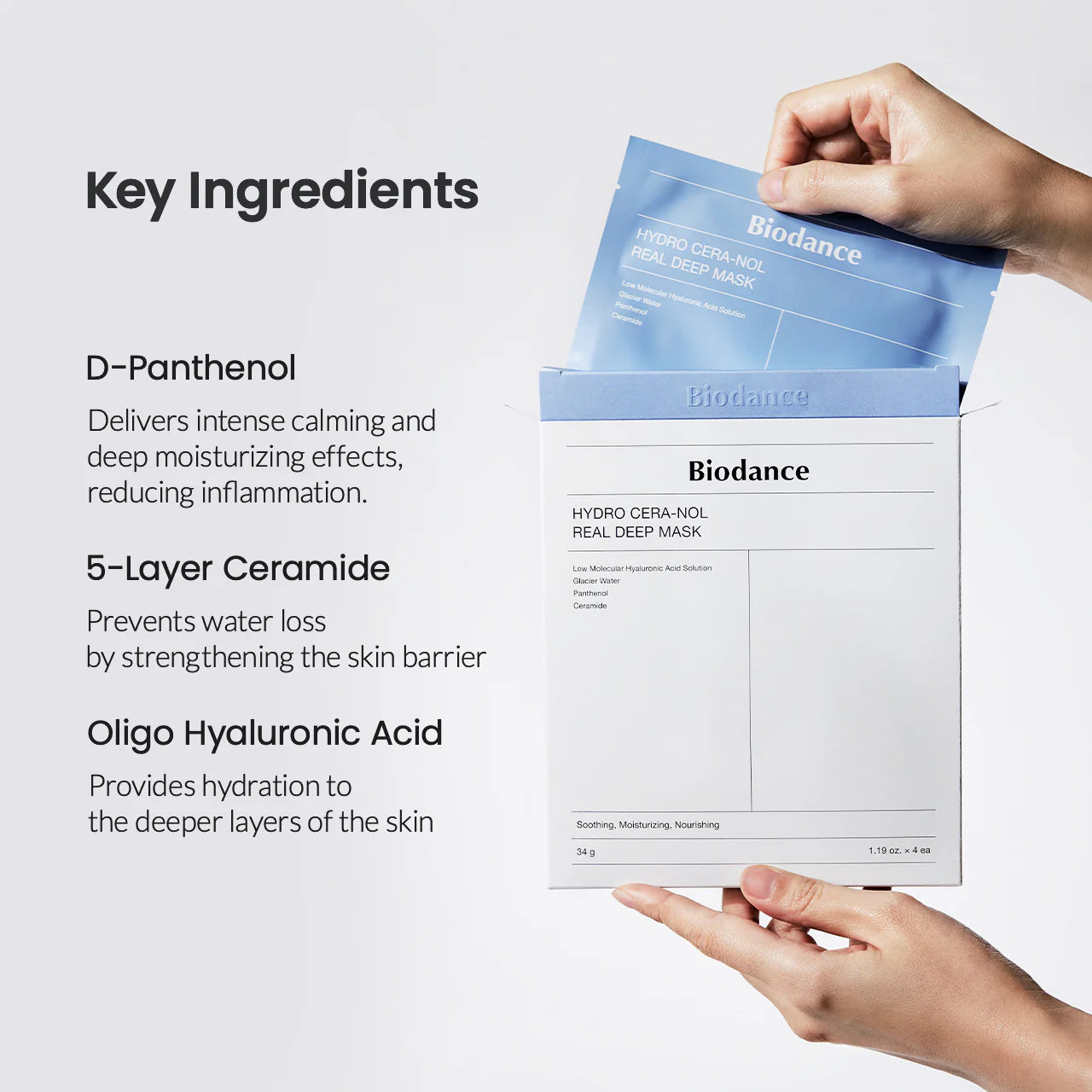 BIODANCE Hydro Cera-nol Real Deep Hydrogel Mask 34g x 4ea