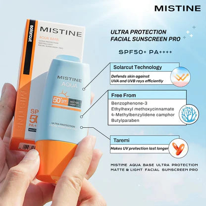 Mistine Aqua Base Ultra Protection Matte & Light Facial Sunscreen Pro (Thailand Version) SPF50 PA ++++ 60g