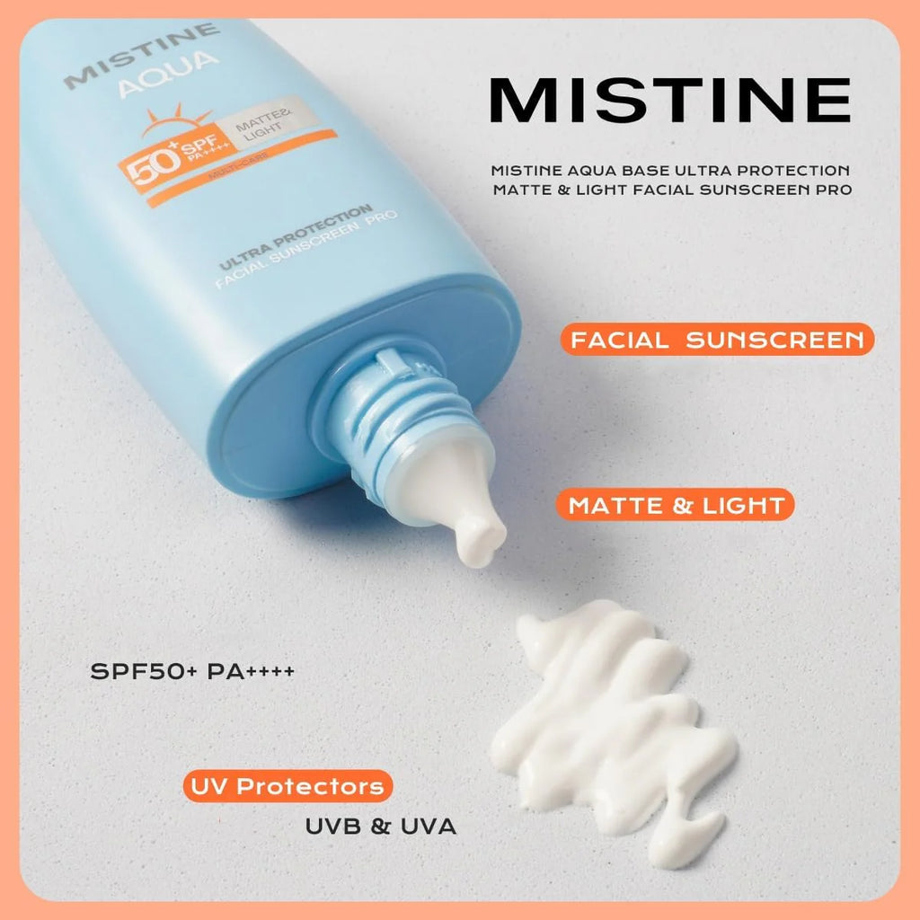 Mistine Aqua Base Ultra Protection Matte & Light Facial Sunscreen Pro (Thailand Version) SPF50 PA ++++ 60g