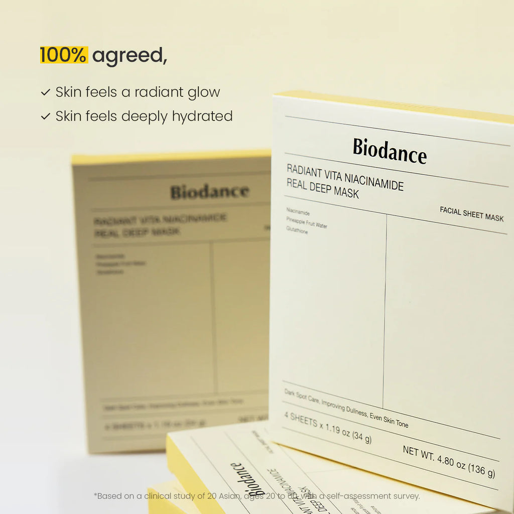 Biodance Radiant Vita Niacinamide Real Deep Mask (Even Skin Tone & Smoothness) 34g x 4