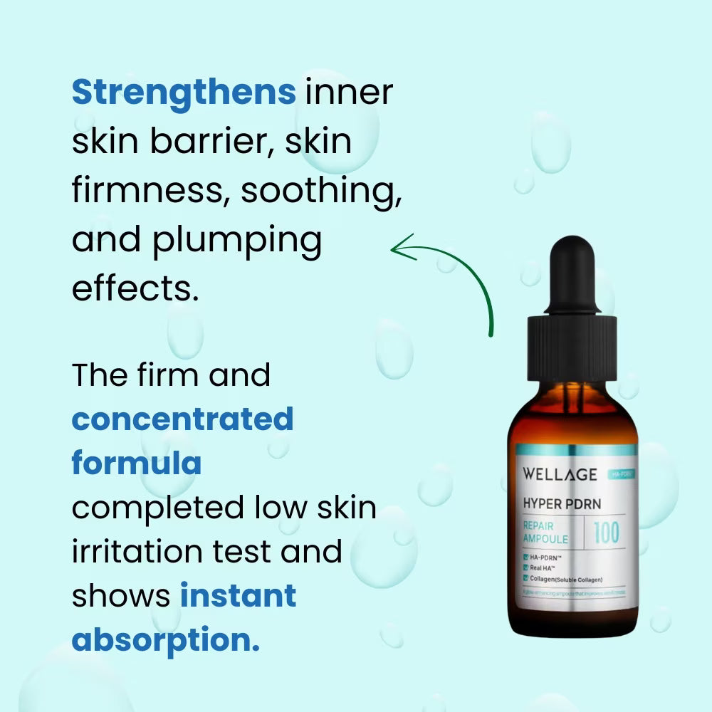 Wellage Hyper PDRN Repair Ampoule (HA-PDRN & Real HA & Collagen) 30ml