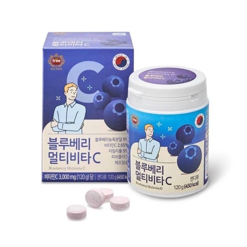 Treekorea 韓國 藍莓味維他命C咀嚼片 80粒