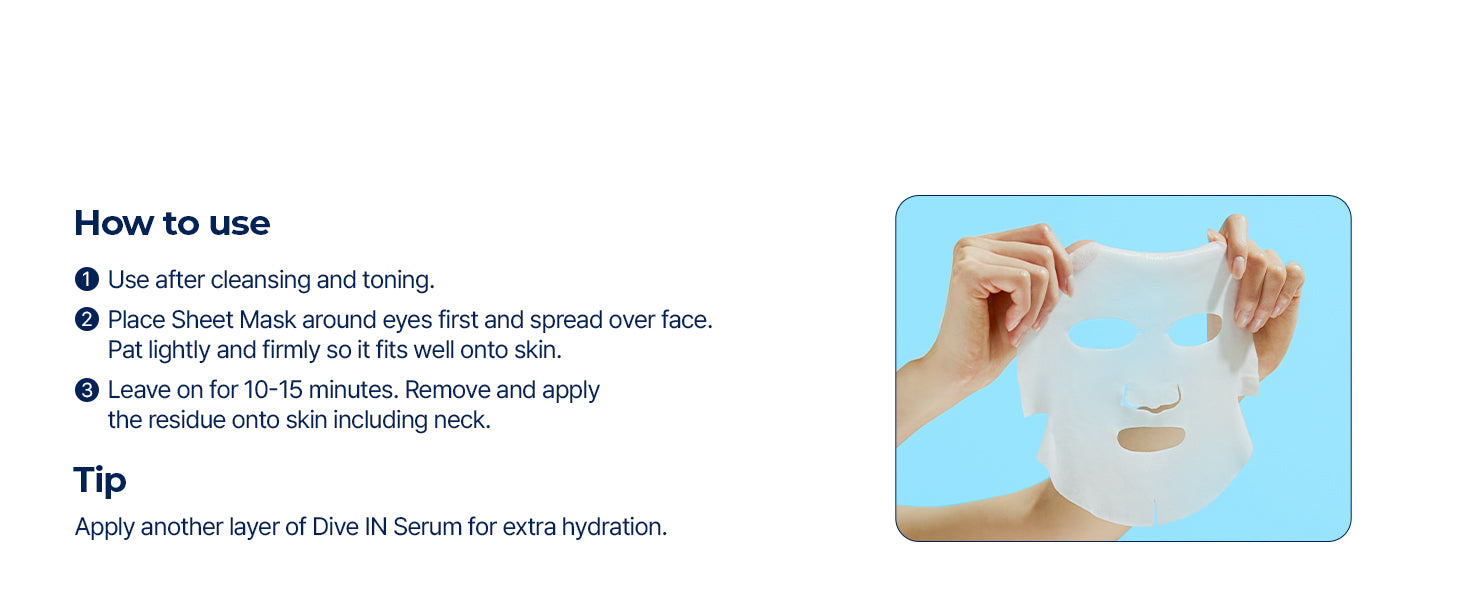 Torriden DIVE IN Hyaluronic Acid Facial Mask 10ea