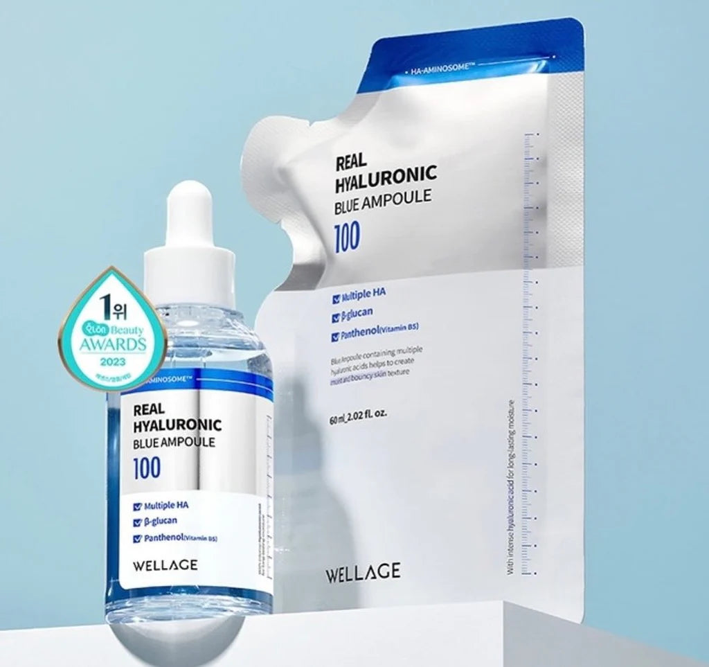 WELLAGE Real Hyaluronic Blue 100 ampuller sæt 60ml + 60ml