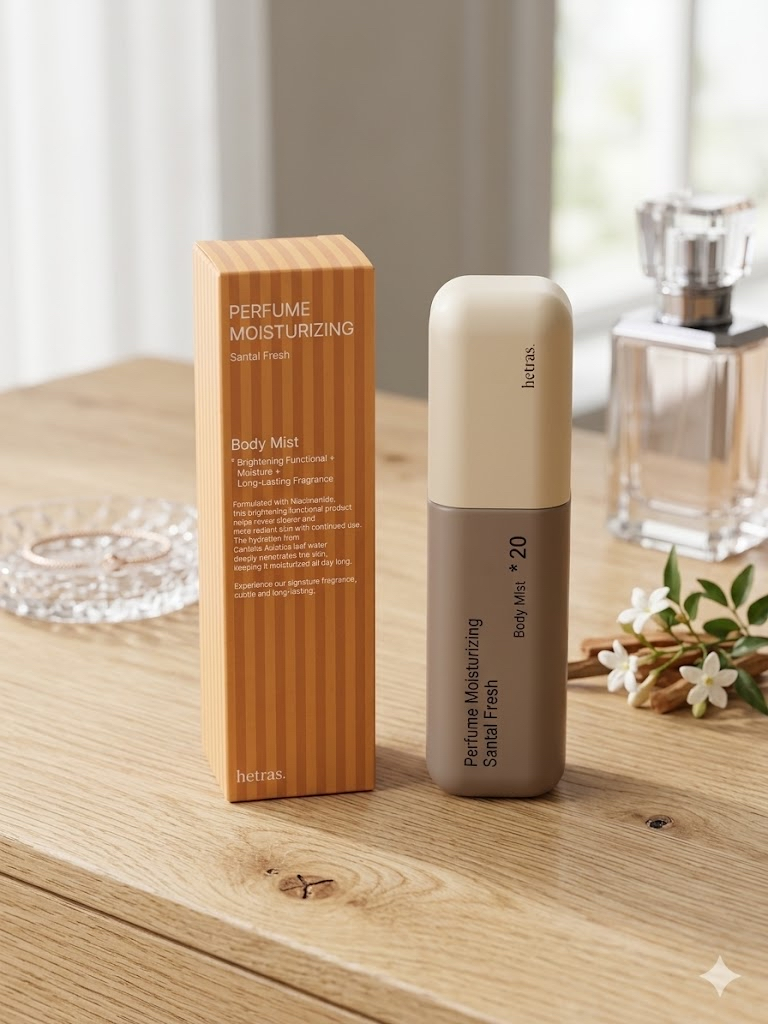 Hetras Santal Fresh 20 Long-lasting Fragrance Coating Double Shot Perfume Body Mist (Sea Salt) 120ml