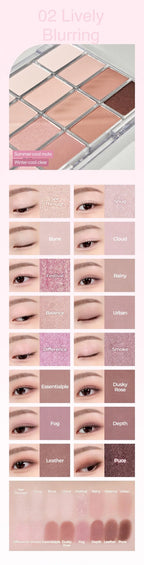 Wakemake Soft Blurring Eye Palette With 16 Colors (#02 Lively Blurring) 14g