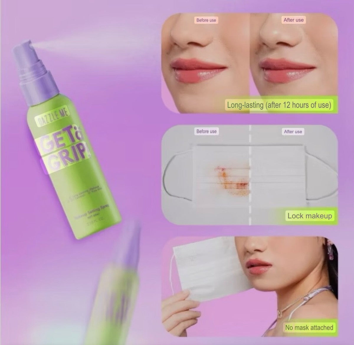 Dazzle Me Get A Grip Makeup Setting Spray Dewy Fix 60ml