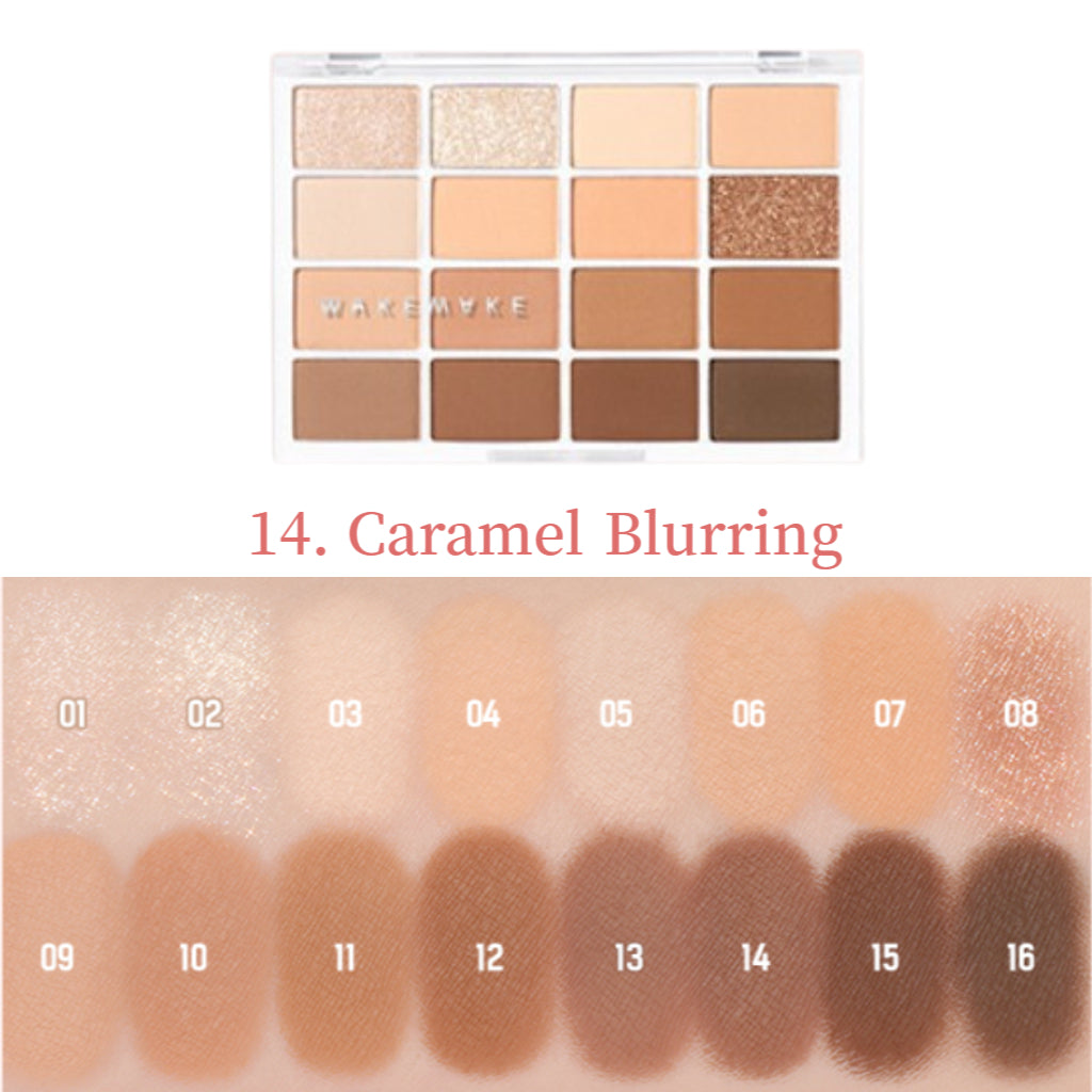 Wakemake Soft Blurring Eye Palette With 16 Colors (#14 Caramel Blurring) 14g