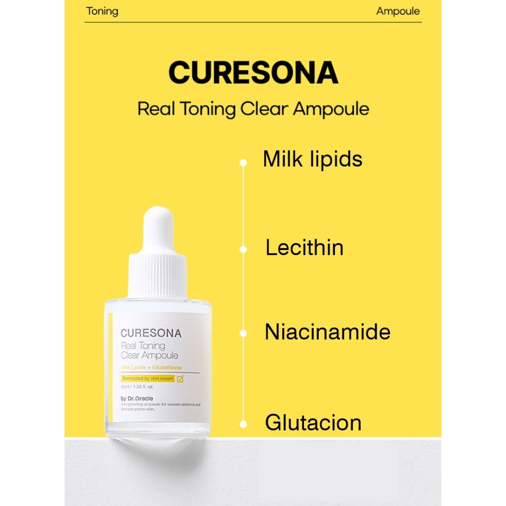 CURESONA Milk Lipids & Glutathione Real Toning Clear Ampoule (Brightening) 40ml