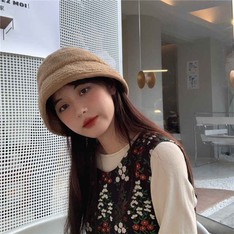 日系百搭保暖絨漁夫帽